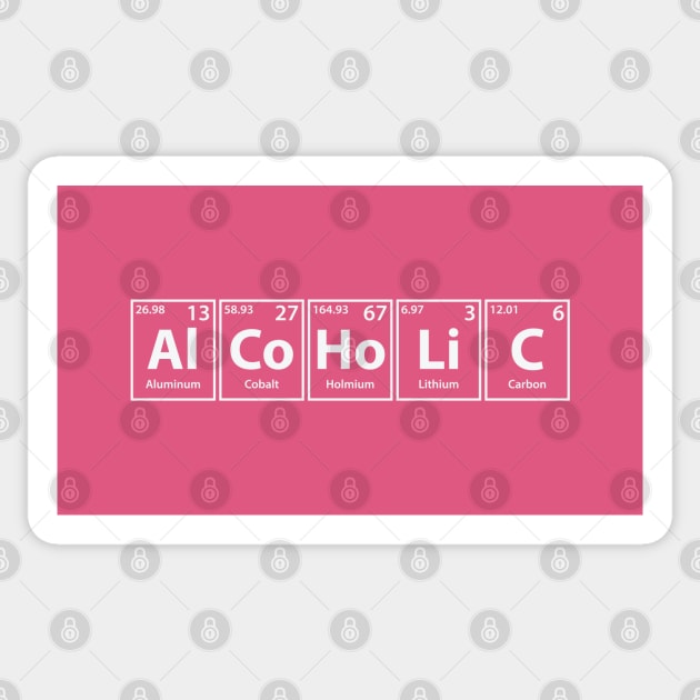 Alcoholic (Al-Co-Ho-Li-C) Periodic Elements Spelling Sticker by cerebrands